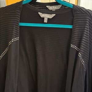 Lula Popken black waterfall studded cardigan . 32/34 NWOT